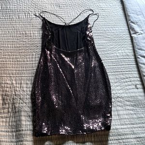 Pink and Black Metallic Strappy Baby Mini Dress